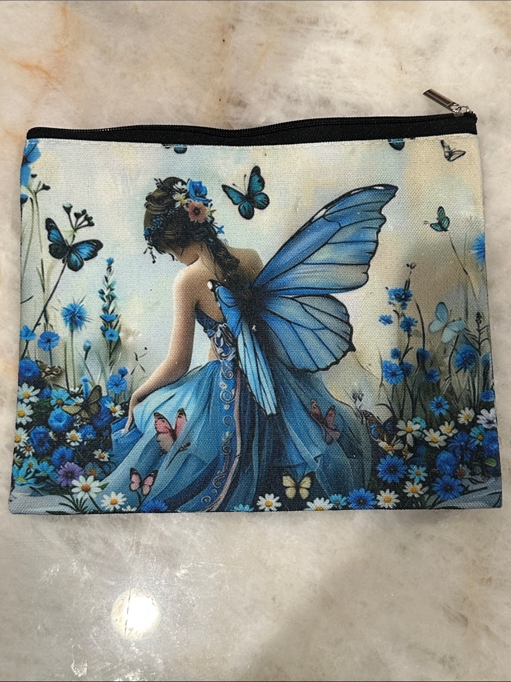 Blue Fairy Wings Cosmetic Pouch - Women's Bag